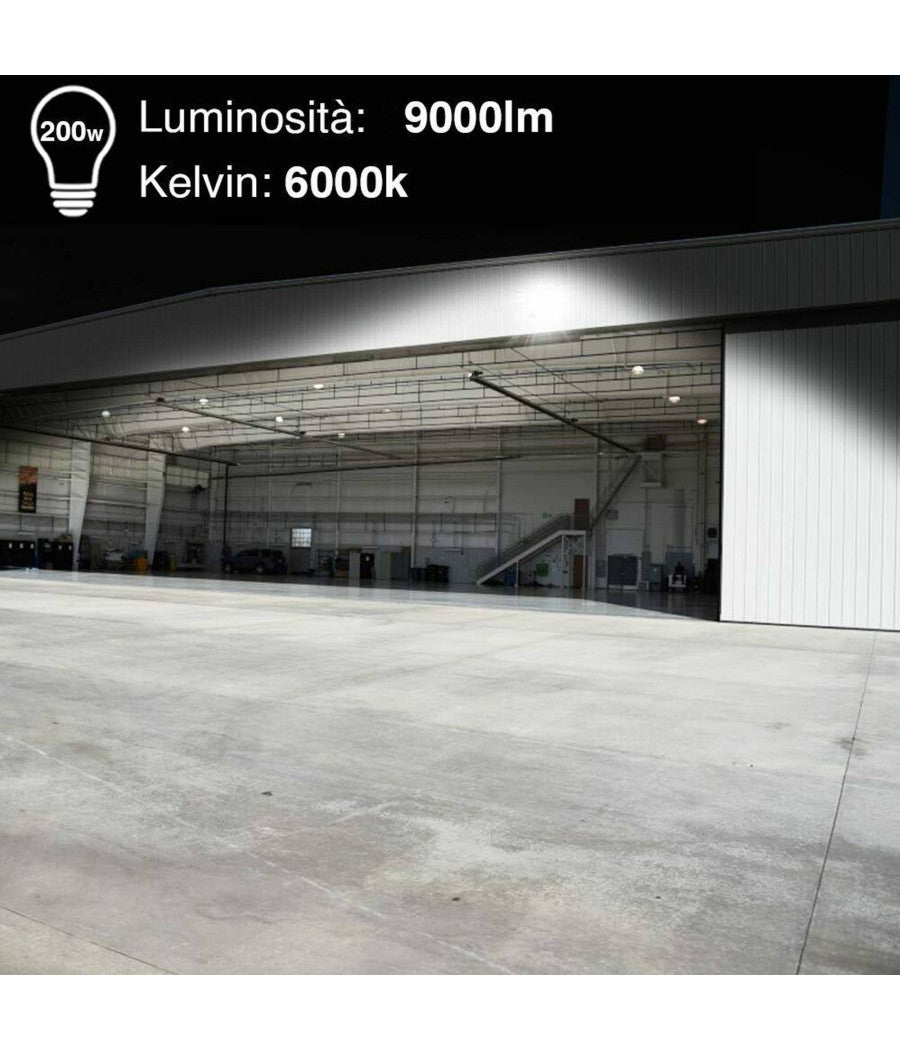 Faro Led 200w Luce Alta Luminosita Faretto Proiettore Esterno Slim Bianco Freddo         
