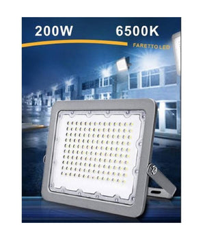 Faro Led 200w Ultra Slim Esterno Grigio Ip65 Luce 6500k 4000k 3000k Fs200w-g5         