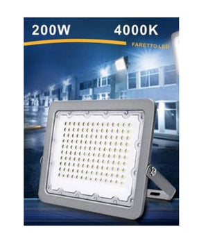 Faro Led 200w Ultra Slim Esterno Grigio Ip65 Luce 6500k 4000k 3000k Fs200w-g5         