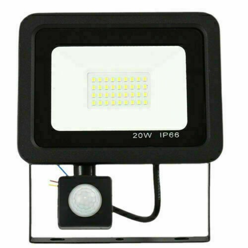 Faro LED 20W Faretto Slim Con Sensore Movimento PIR luce fredda 6000k IP66 - ZENCOCCO