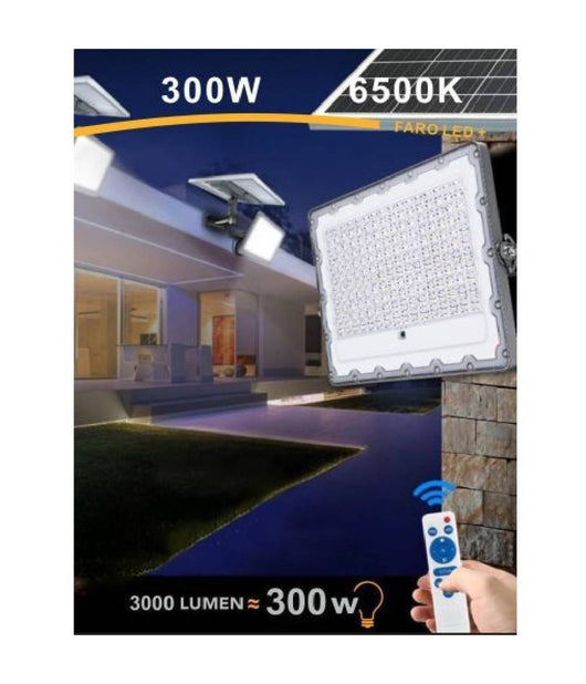Faro Led 300 Watt Crepuscolare Pannello Energia Solare Telecomando Ip65 Sl-300w         