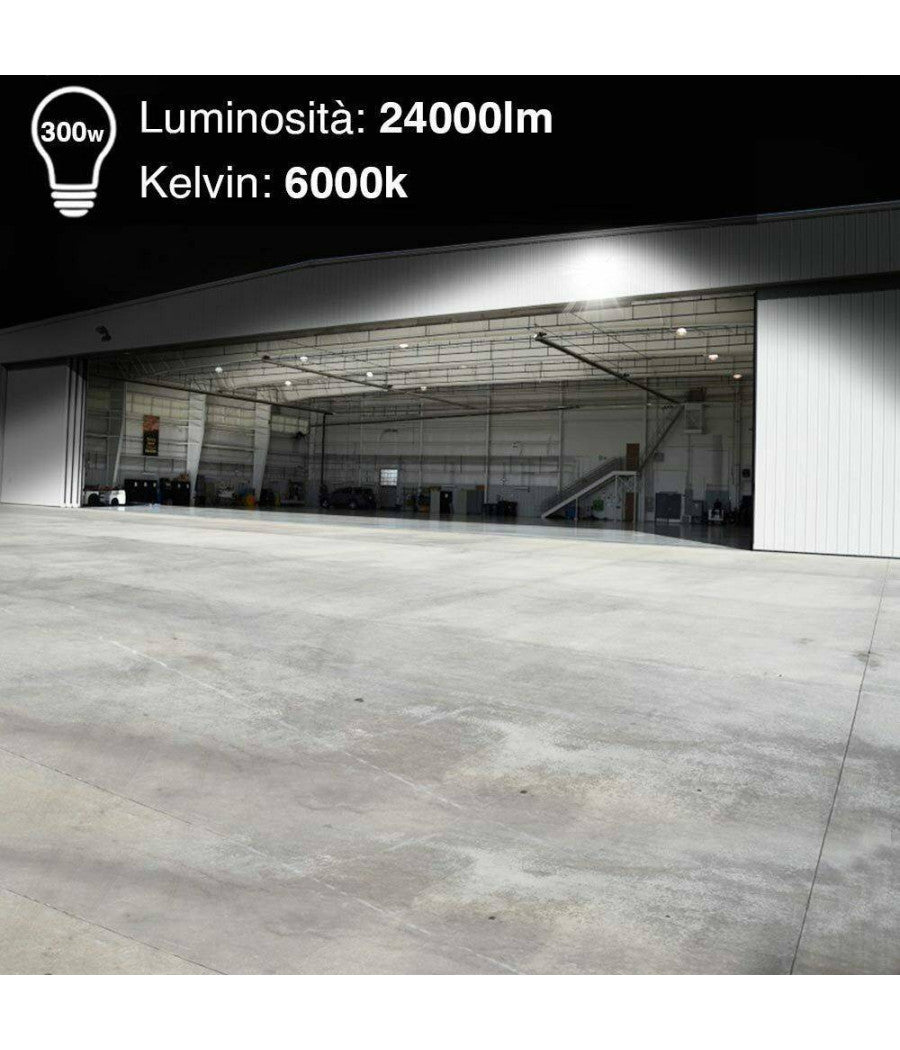 Faro Led 300w Luce Alta Luminosita Faretto Esterno Slim Bianco Freddo 6000k         