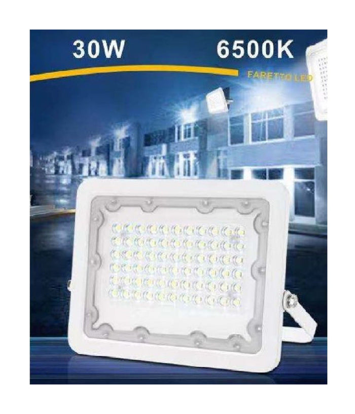 Faro Led 30w Faretto Ultra Slim Bianco Esterno Luce Fredda Naturale Calda Fs30w-b  -bianco Freddo      -