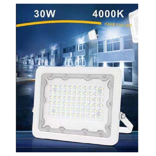 Trade Shop - Faro Led 30w Faretto Ultra Slim Bianco Esterno Luce Fredda Naturale Calda Fs30w-b -