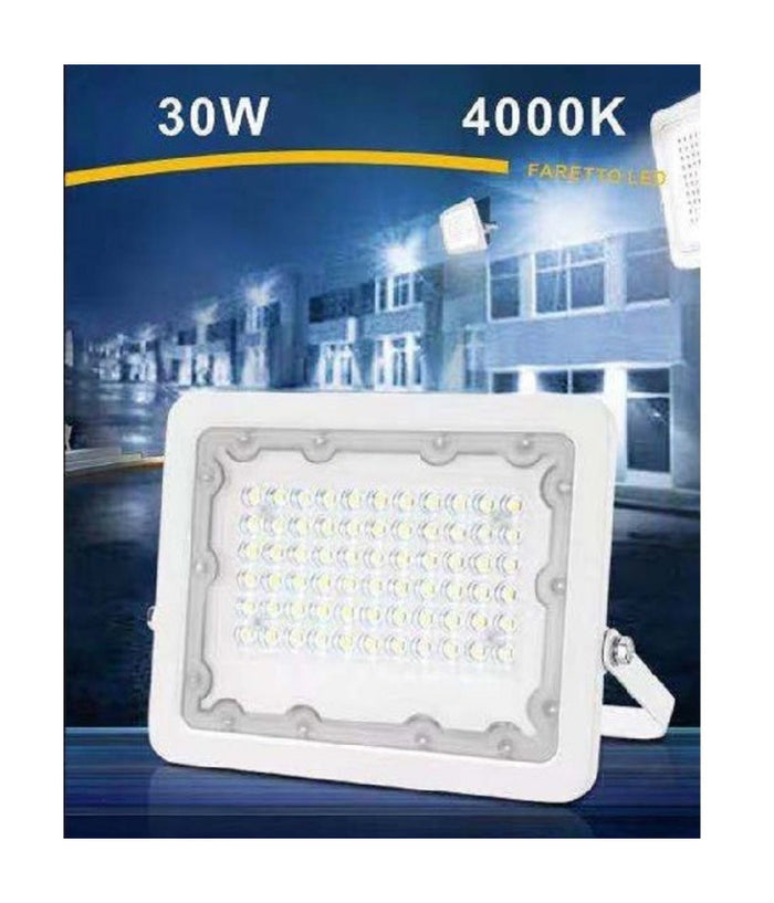 Faro Led 30w Faretto Ultra Slim Bianco Esterno Luce Fredda Naturale Calda Fs30w-b  -bianco Naturale      -