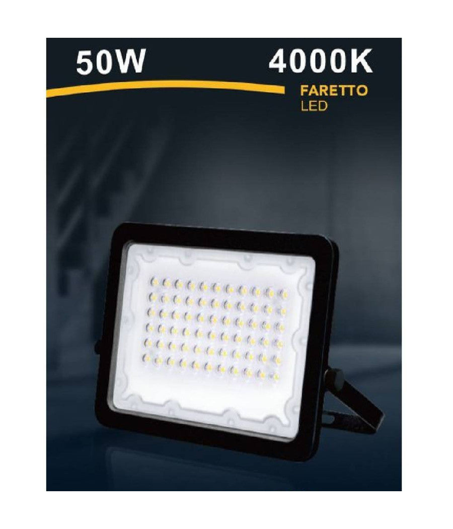 Faro Led 50 W Faretto Ultra Slim Nero Esterno Luce Naturale Calda Fredda Fs50w-n         