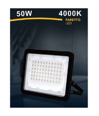 Faro Led 50 W Faretto Ultra Slim Nero Esterno Luce Naturale Calda Fredda Fs50w-n         