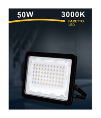 Faro Led 50 W Faretto Ultra Slim Nero Esterno Luce Naturale Calda Fredda Fs50w-n         