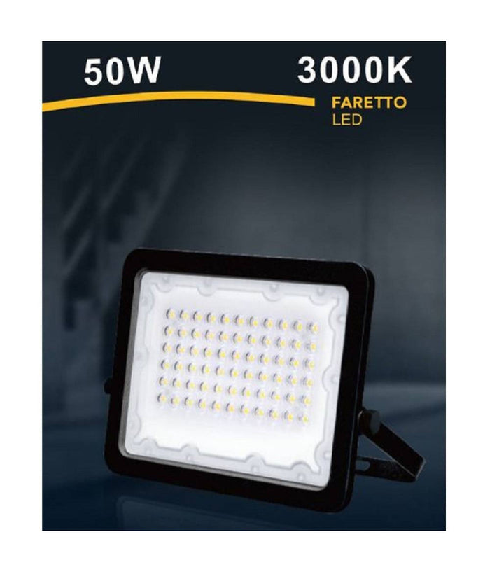 Faro Led 50 W Faretto Ultra Slim Nero Esterno Luce Naturale Calda Fredda Fs50w-n         
