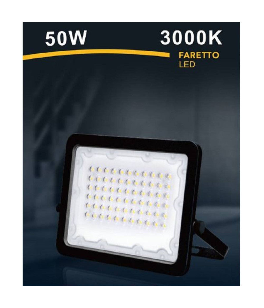 Faro Led 50 W Faretto Ultra Slim Nero Esterno Luce Naturale Calda Fredda Fs50w-n         