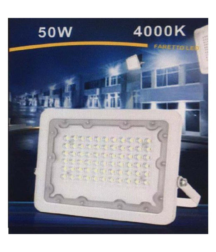 Faro Led 50w Faretto Ultra Slim Bianco Esterno Luce Naturale Fredda Calda Fs50w-b         