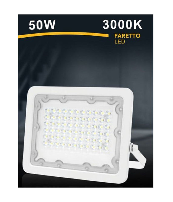 Faro Led 50w Faretto Ultra Slim Bianco Esterno Luce Naturale Fredda Calda Fs50w-b         