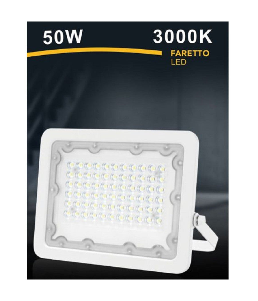 Faro Led 50w Faretto Ultra Slim Bianco Esterno Luce Naturale Fredda Calda Fs50w-b         