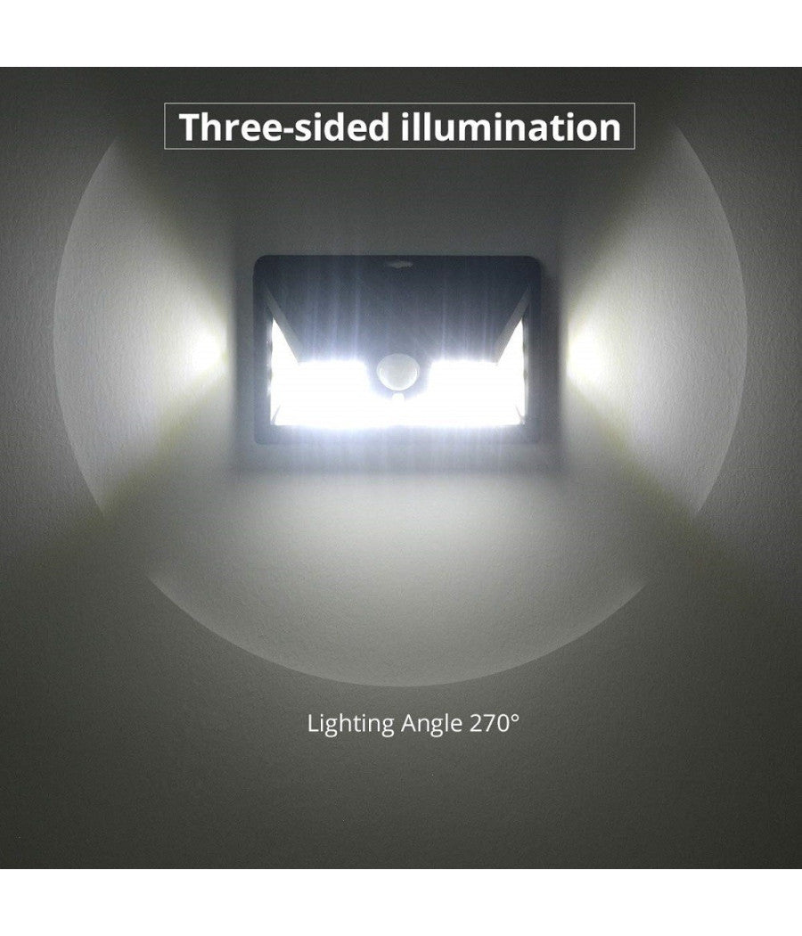 Faro Led Con Pannello Solare Crepuscolare 24 Led Sensore Movimento Crepuscolare         