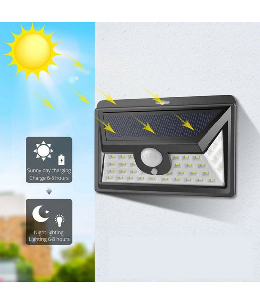 Faro Led Con Pannello Solare Crepuscolare 24 Led Sensore Movimento Crepuscolare         