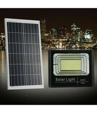 Faro Led Con Pannello Solare Faretto Crepuscolare 200w Per Esterno + Telecomando         