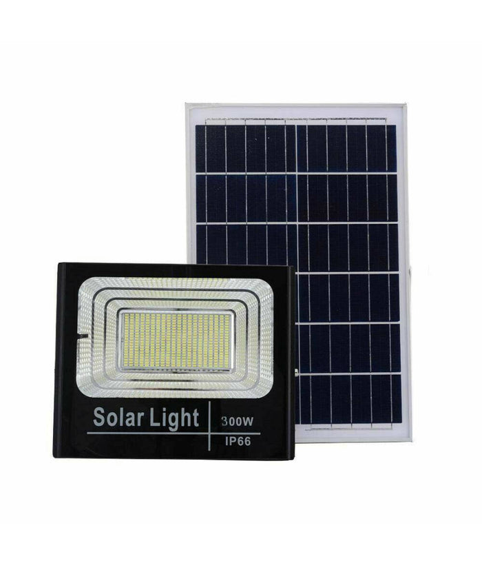 Faro Led Con Pannello Solare Faretto Crepuscolare Per Esterno 300w + Telecomando         