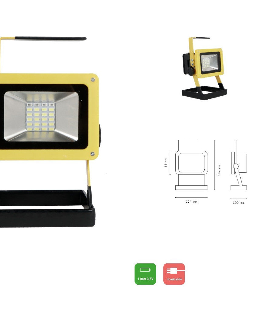 Faro Led Da Lavoro Portatile Ricaricabile Smd 2835 Luce Bianco Freddo Dt-2132         