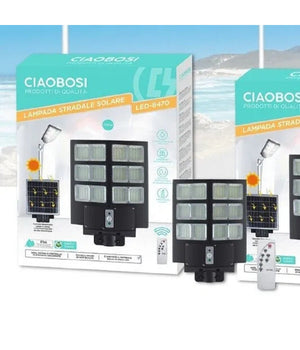 Faro Led Lampione Stradale 700w Pannello Solare Sensore Crepuscolare Ip67 Led-8470         