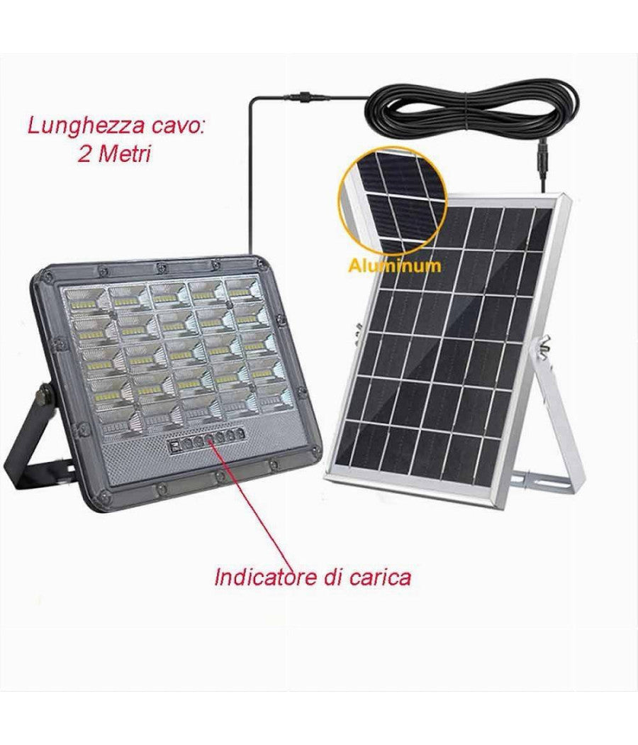 Faro Led Pannello Solare 50 W Luce Fredda Telecomando Indicatore Carica Tk08-50w         