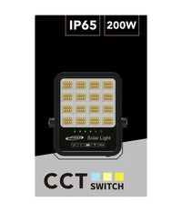 Faro Led Proiettore 200w Ip65 Cct 3in1 Con Pannello Solare Telecomando Ry-200w-3c         