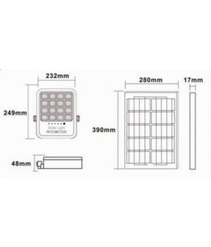 Faro Led Proiettore 200w Ip65 Cct 3in1 Con Pannello Solare Telecomando Ry-200w-3c         