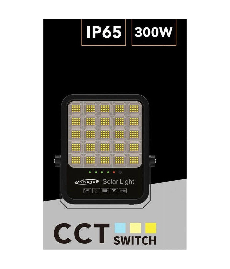 Faro Led Proiettore 300w Ip65 Cct 3in1 Con Pannello Solare Telecomando Ry-300w-3c         