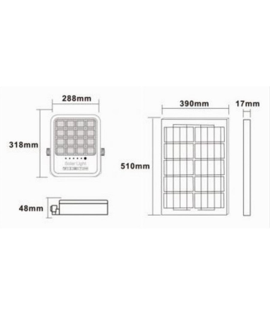 Faro Led Proiettore 400w Ip65 Cct 3in1 Con Pannello Solare Telecomando Ry-400w-3c         