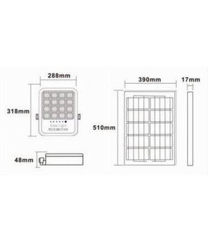 Faro Led Proiettore 400w Ip65 Cct 3in1 Con Pannello Solare Telecomando Ry-400w-3c         