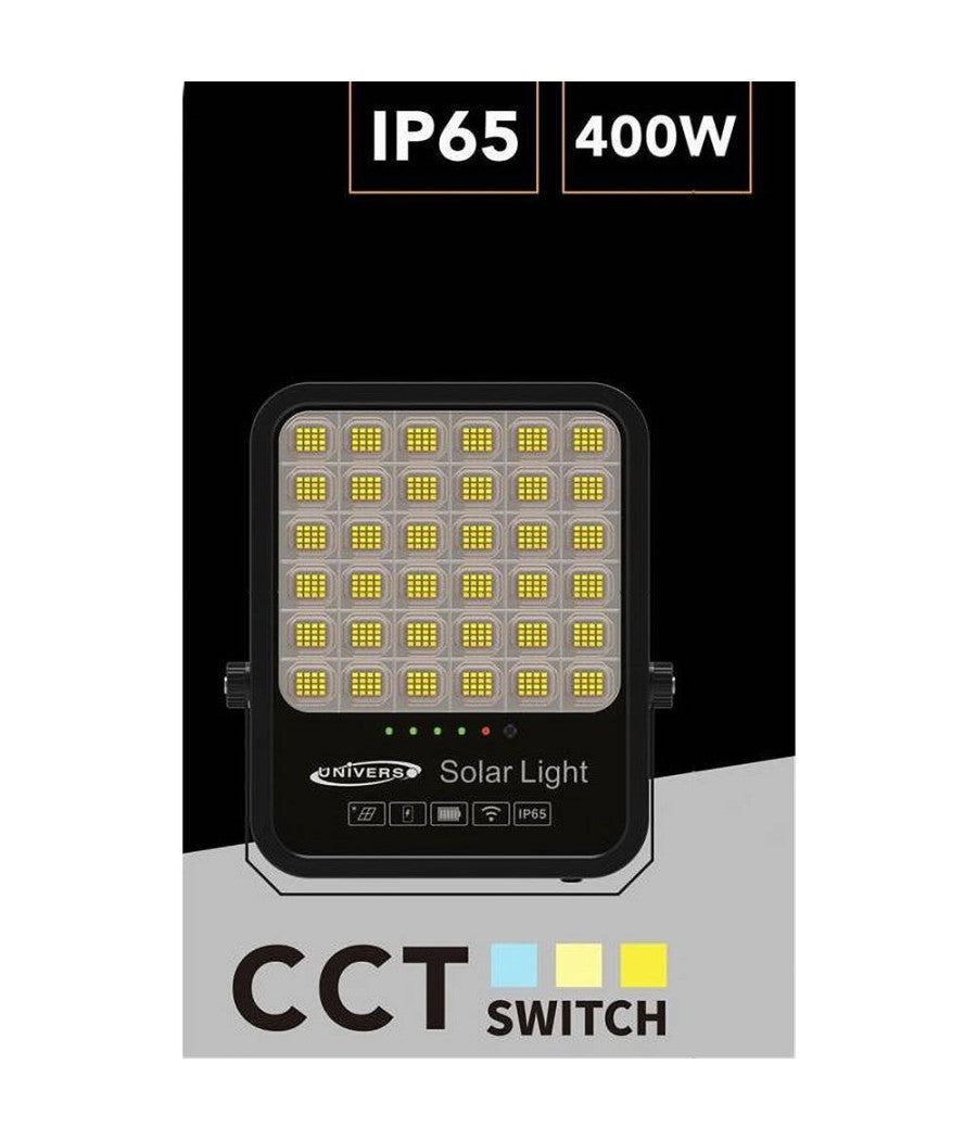 Faro Led Proiettore 400w Ip65 Cct 3in1 Con Pannello Solare Telecomando Ry-400w-3c         
