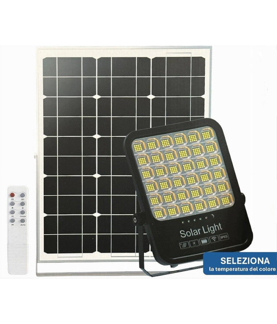 Faro Led Proiettore 400w Ip65 Cct 3in1 Con Pannello Solare Telecomando Ry-400w-3c         