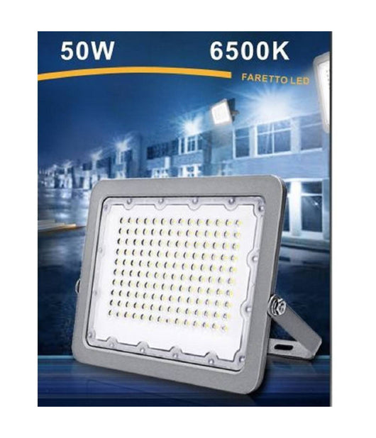 Faro Led Proiettore 50w Per Esterno Grigio Ip65 Luce 6500k 4000k 3000k Fs50w  -bianco Freddo      -