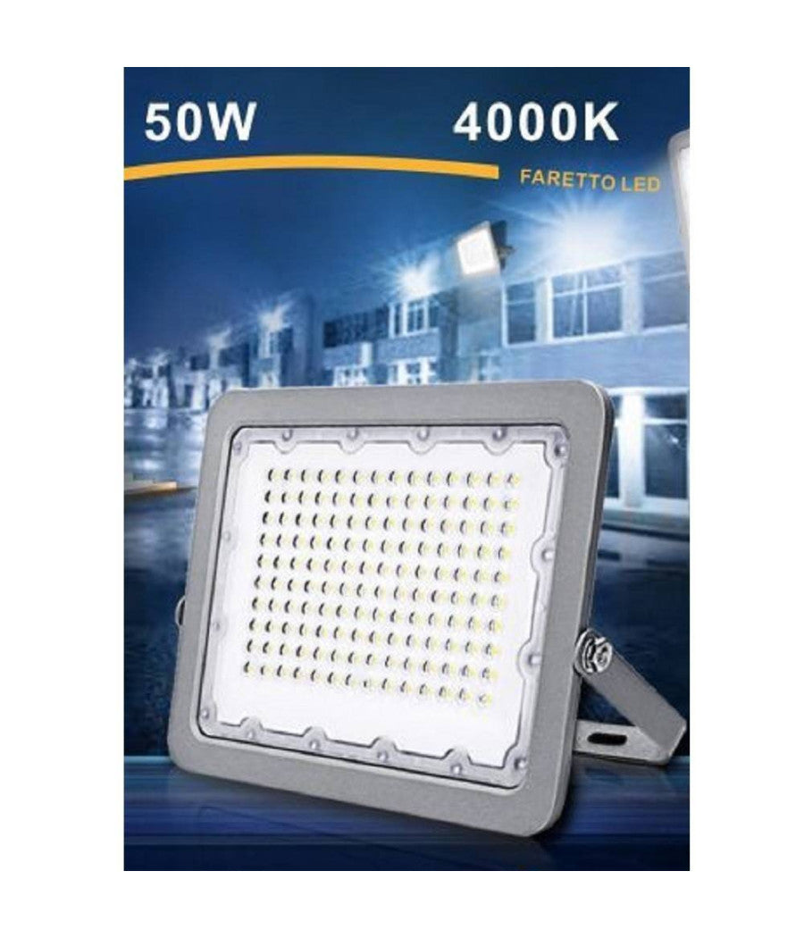 Faro Led Proiettore 50w Per Esterno Grigio Ip65 Luce 6500k 4000k 3000k Fs50w  -bianco Naturale      -