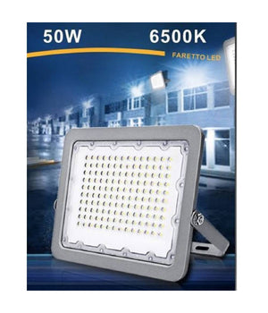 Faro Led Proiettore 50w Per Esterno Grigio Ip65 Luce 6500k 4000k 3000k Fs50w         