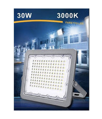 Faro Led Proiettore Per Esterno Grigio 30w Ip65 Luce 6500k 4000k 3000k Fs30w         