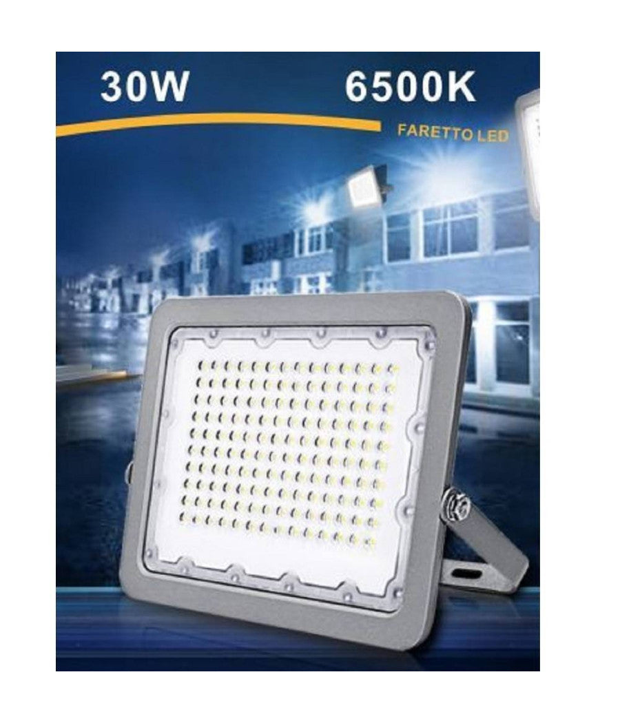 Faro Led Proiettore Per Esterno Grigio 30w Ip65 Luce 6500k 4000k 3000k Fs30w         