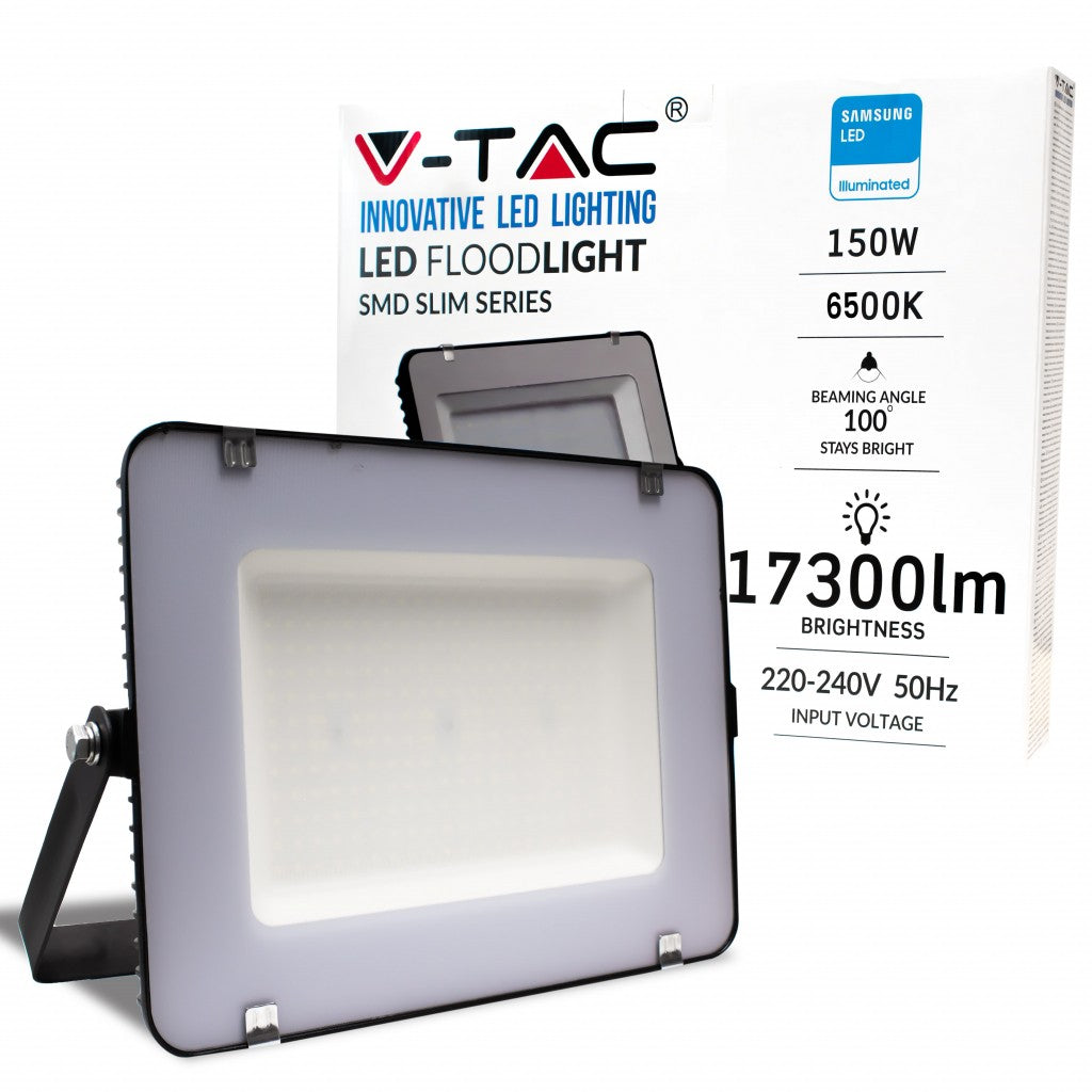 Faro LED SMD Chip Samsung 150W 115LM/W Colore Nero Luce bianca fredda6500K IP65 - V-TAC
