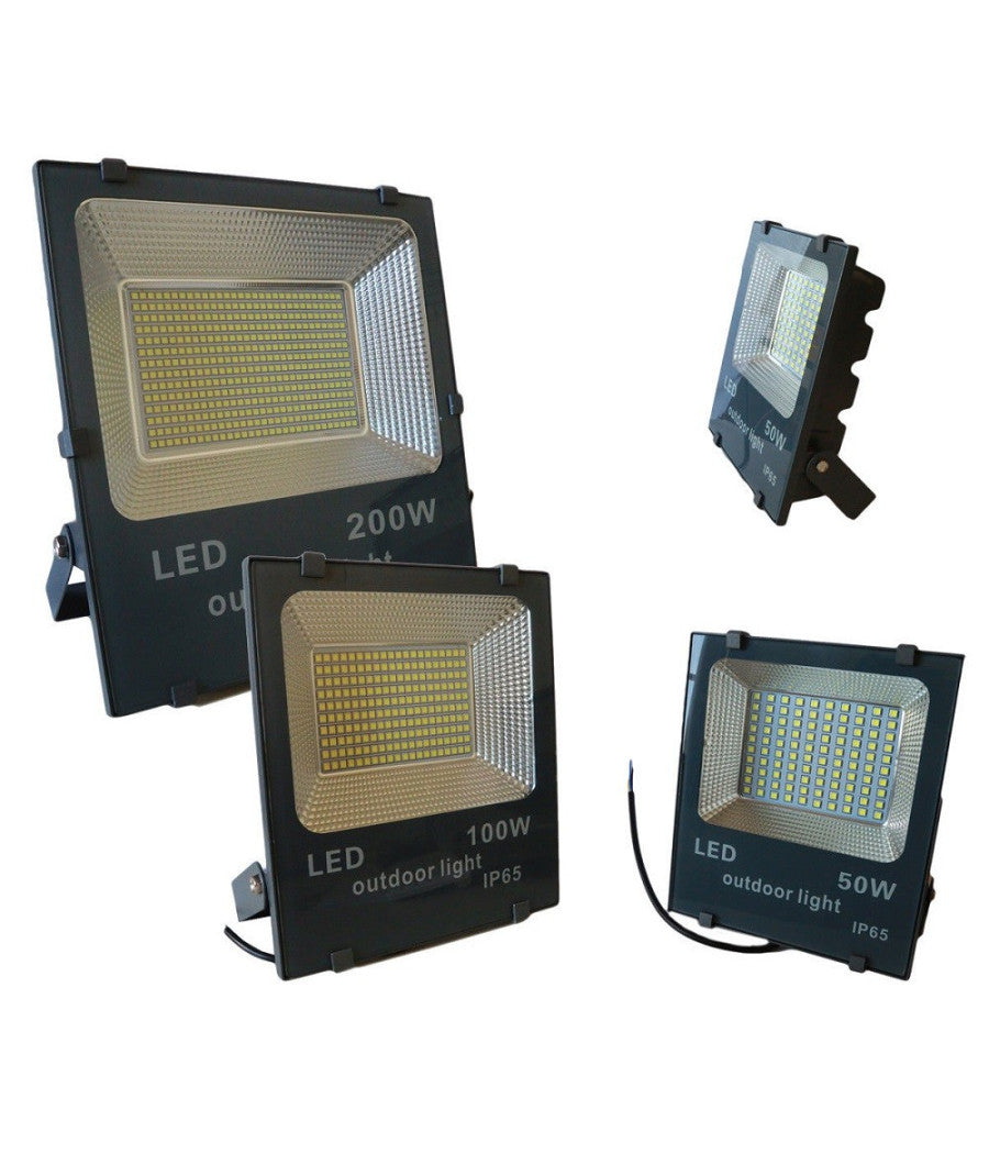Faro Led Smd Slim Faretto Spot Luminosita' Luce Bianca Fredda 50 100 200 W Ip65         
