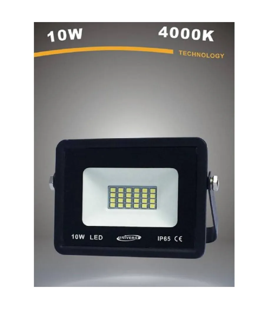 Trade Shop - Faro Led Ultra Slim Proiettore Luce 4000k 6500k 3000k Scocca Nera 10watt F10w-n1 - -bianco Naturale      -