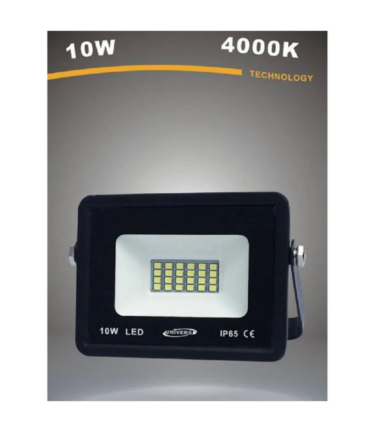 Trade Shop - Faro Led Ultra Slim Proiettore Luce 4000k 6500k 3000k Scocca Nera 10watt F10w-n1 - -bianco Naturale      -