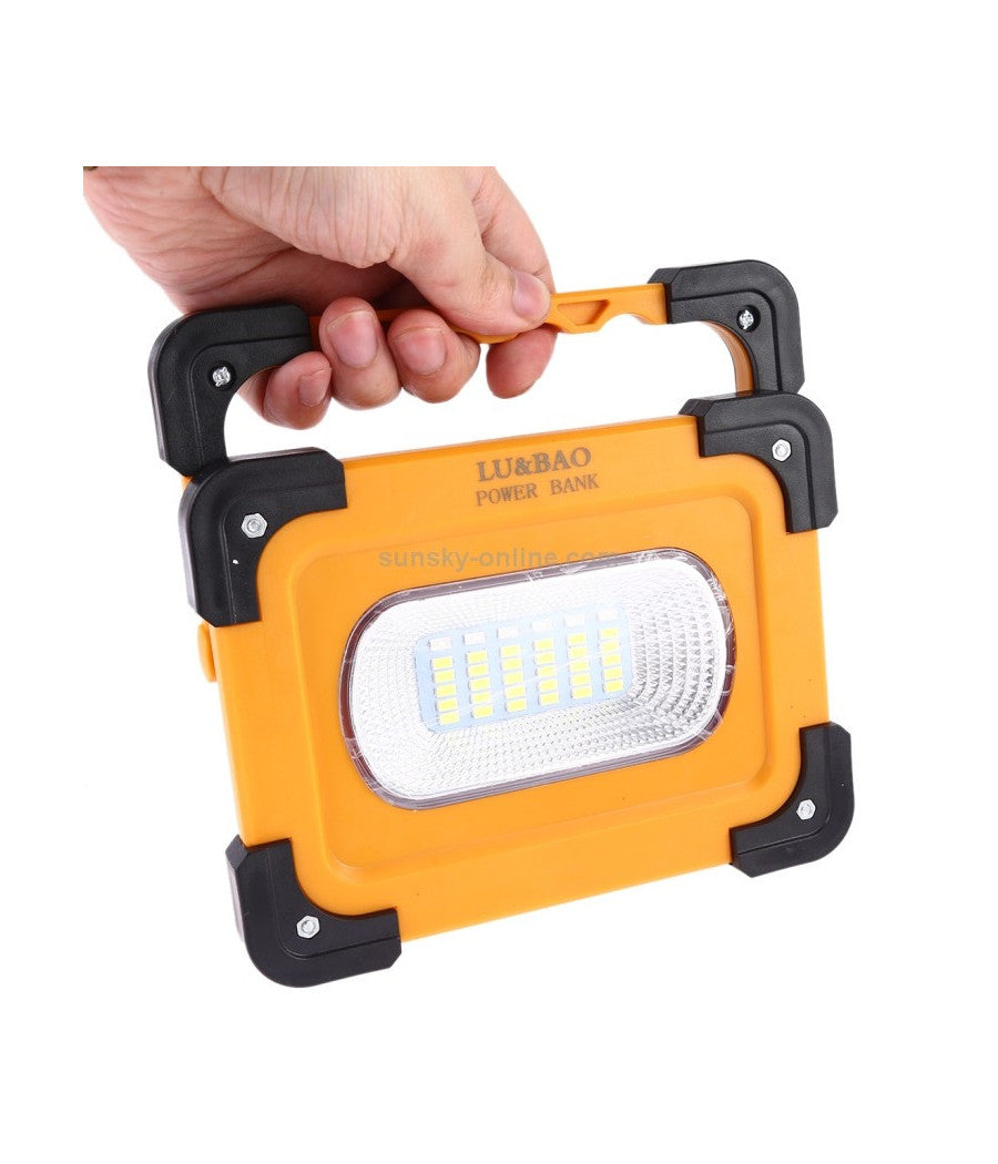 Faro Luce A Led Spotlight Ricaricabile Con Pannello Solare Portatile 30w 1500lmn         