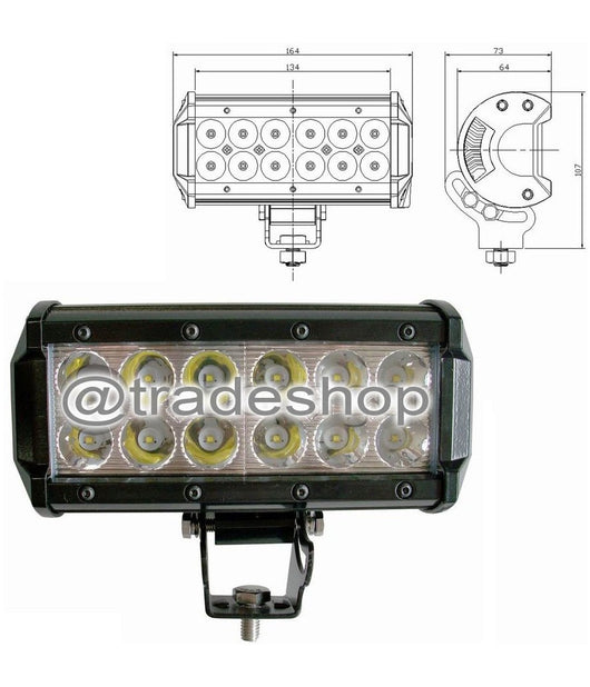 Faro Luce Led Barra D 72 120 240w Inclinabili Supporti 12v Suv Auto Paraurti   36 Watt      