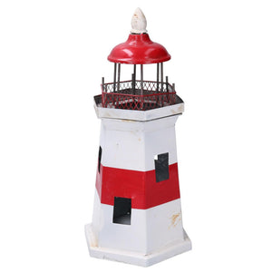 Faro metallo mare rosso bianco cm 17x17h36