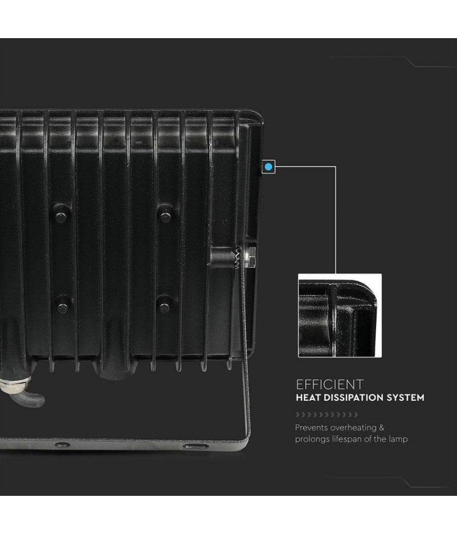 Faro Proiettore A Led Smd Da 30w Colore Nero Luce Calda 3000k Per Esterno Ip65         