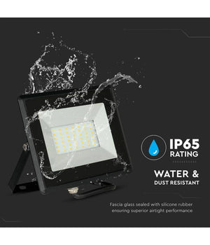 Faro Proiettore A Led Smd Da 30w Colore Nero Luce Calda 3000k Per Esterno Ip65         