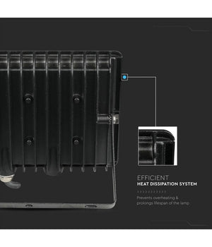 Faro Proiettore A Led Smd Da 50w Colore Nero Luce Calda 3000k Per Esterno Ip65         