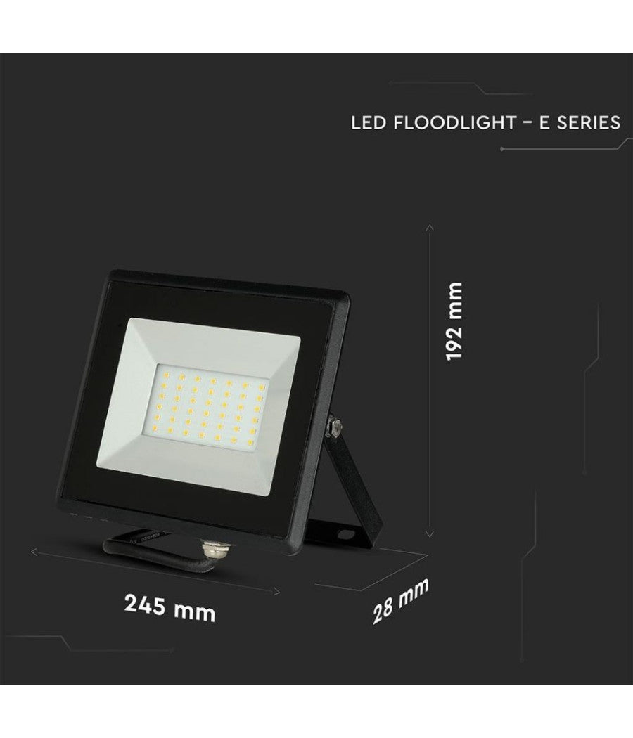 Faro Proiettore A Led Smd Da 50w Colore Nero Luce Calda 3000k Per Esterno Ip65         