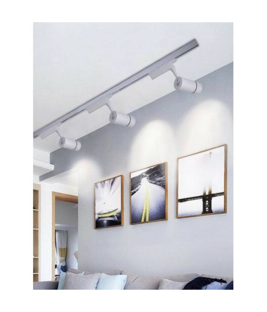 Faro Proiettore Binario 30w Led Cob Luce 6500k 3000k 4000k F30w-07a Faretto Bianco  -bianco Freddo      -