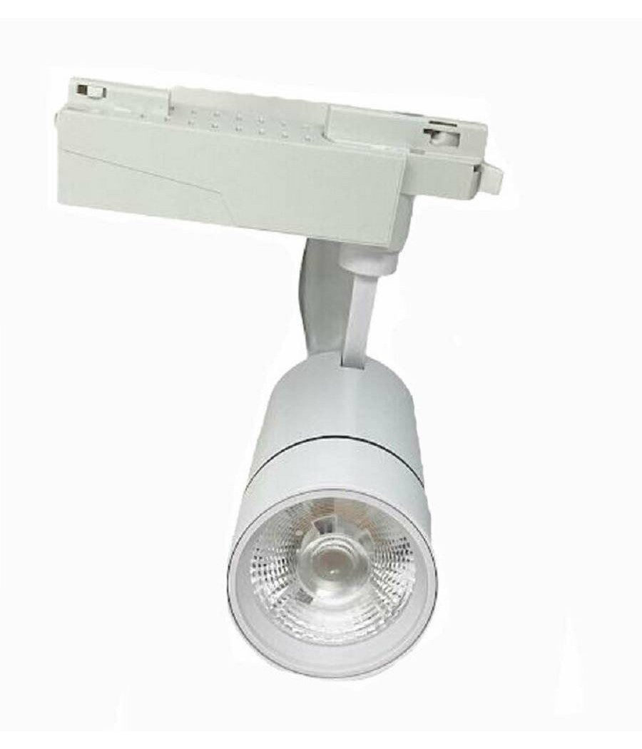 Faro Proiettore Binario 30w Led Cob Luce 6500k 3000k 4000k F30w-07a Faretto Bianco         