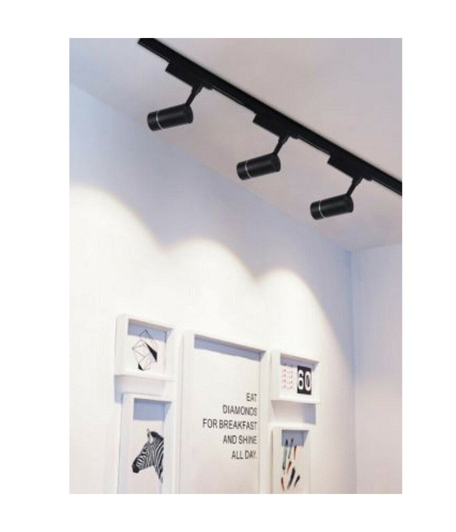 Faro Proiettore Binario 30w Led Cob Luce 6500k 3000k 4000k Faretto Nero F30w-07h         